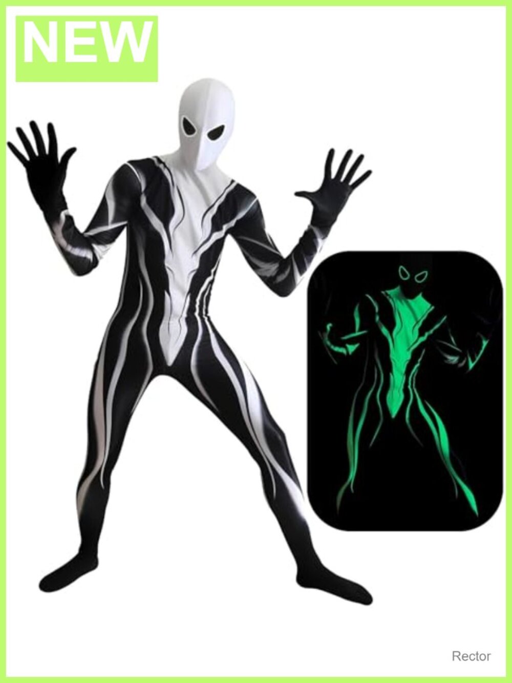 Kids Glow in the Dark Demon Costume Halloween Jumpsuit Mask & Gloves